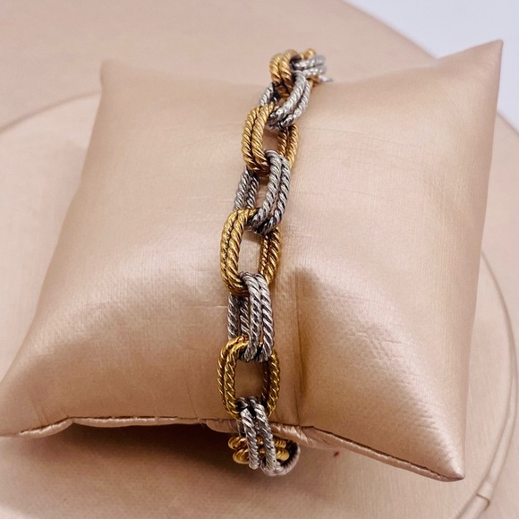 EUC Silver & Gold Plated Double Link Bracelet - Picture 9 of 16